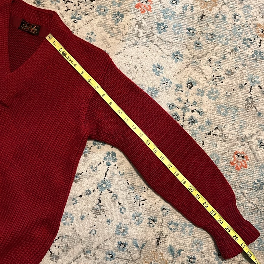 Vintage Thos. E Wilson & Co. Red V-Neck Heavy Sweater - Picture 4 of 16